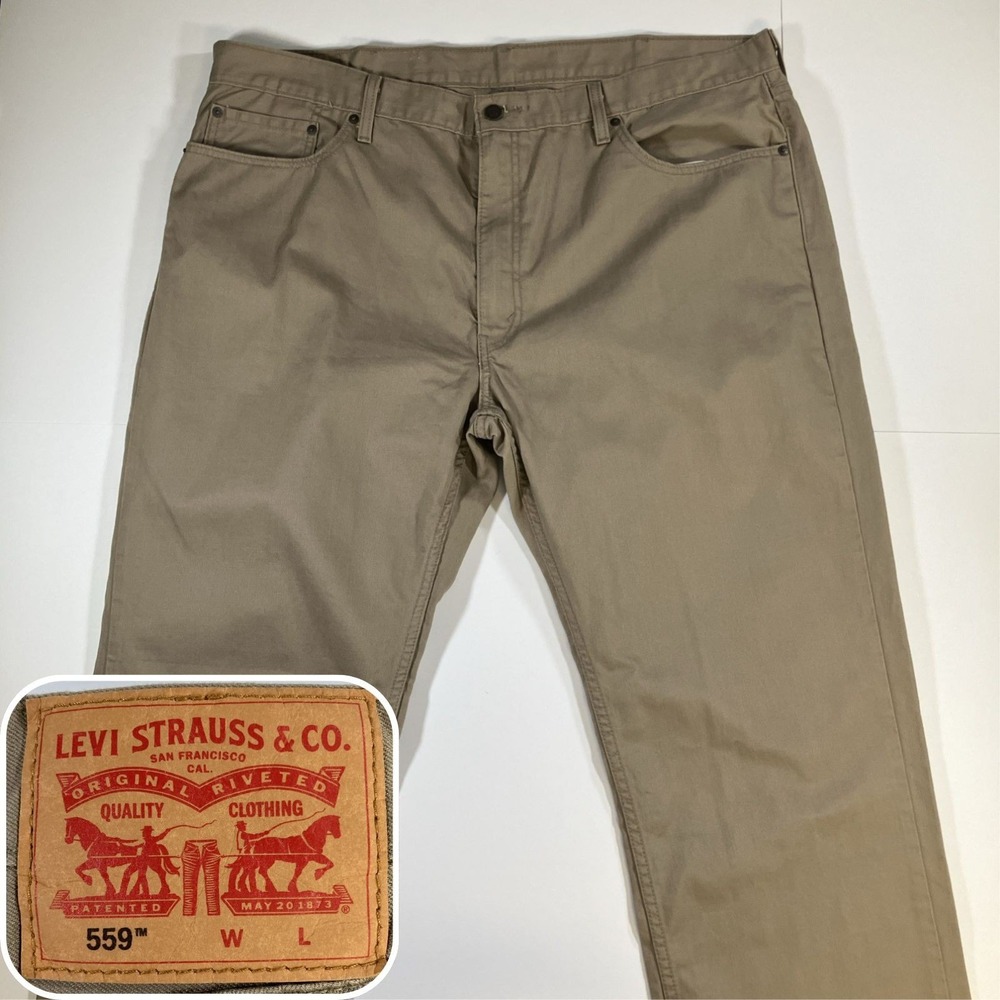 Levi's 559 Jeans Mens 42x34 Relaxed Straight Tan Beige Cotton Denim Pants